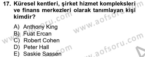 Kent Sosyolojisi Dersi 2012 - 2013 Yılı (Vize) Ara Sınav Soruları 17. Soru