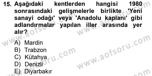 Kent Sosyolojisi Dersi 2012 - 2013 Yılı (Final) Dönem Sonu Sınav Soruları 15. Soru