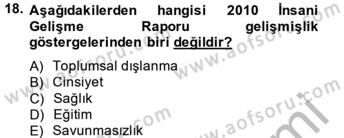 Kent Sosyolojisi Dersi 2012 - 2013 Yılı (Final) Dönem Sonu Sınav Soruları 18. Soru