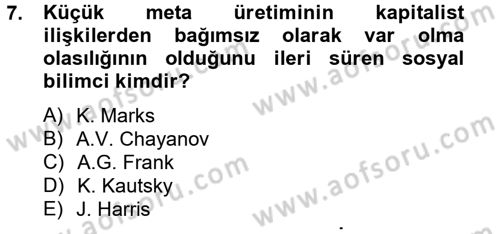 Kent Sosyolojisi Dersi 2012 - 2013 Yılı (Final) Dönem Sonu Sınav Soruları 7. Soru