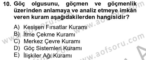 Kent Sosyolojisi Dersi 2013 - 2014 Yılı (Vize) Ara Sınav Soruları 10. Soru