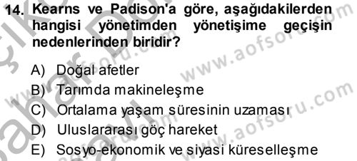 Kent Sosyolojisi Dersi 2013 - 2014 Yılı (Vize) Ara Sınav Soruları 14. Soru