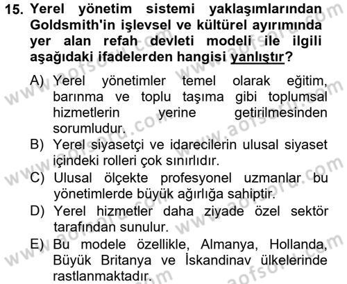 Kent Sosyolojisi Dersi 2013 - 2014 Yılı (Vize) Ara Sınav Soruları 15. Soru