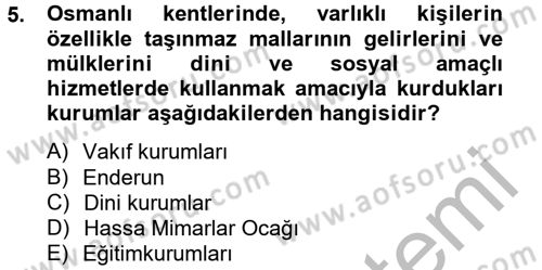 Kent Sosyolojisi Dersi 2013 - 2014 Yılı (Vize) Ara Sınav Soruları 5. Soru
