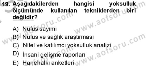 Kent Sosyolojisi Dersi 2013 - 2014 Yılı (Final) Dönem Sonu Sınav Soruları 19. Soru