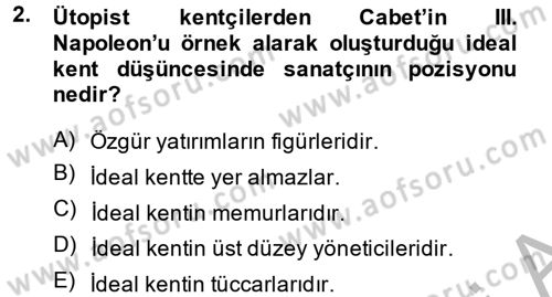 Kent Sosyolojisi Dersi 2013 - 2014 Yılı (Final) Dönem Sonu Sınav Soruları 2. Soru