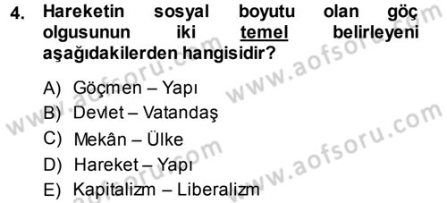 Kent Sosyolojisi Dersi 2013 - 2014 Yılı (Final) Dönem Sonu Sınav Soruları 4. Soru