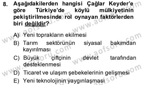 Kent Sosyolojisi Dersi 2013 - 2014 Yılı (Final) Dönem Sonu Sınav Soruları 8. Soru