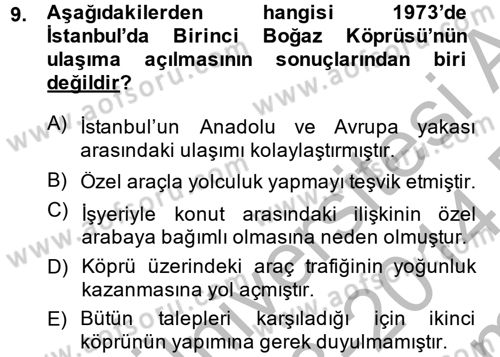 Kent Sosyolojisi Dersi 2013 - 2014 Yılı (Final) Dönem Sonu Sınav Soruları 9. Soru