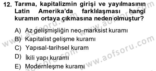 Kent Sosyolojisi Dersi 2013 - 2014 Yılı Tek Ders Sınav Soruları 12. Soru