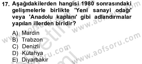Kent Sosyolojisi Dersi 2013 - 2014 Yılı Tek Ders Sınav Soruları 17. Soru