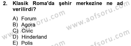 Kent Sosyolojisi Dersi 2013 - 2014 Yılı Tek Ders Sınav Soruları 2. Soru