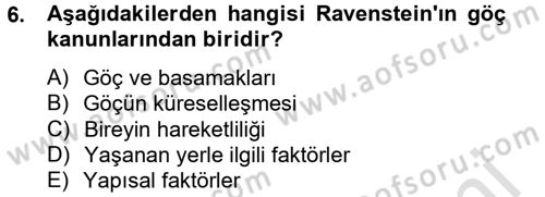 Kent Sosyolojisi Dersi 2013 - 2014 Yılı Tek Ders Sınav Soruları 6. Soru