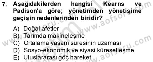 Kent Sosyolojisi Dersi 2013 - 2014 Yılı Tek Ders Sınav Soruları 7. Soru