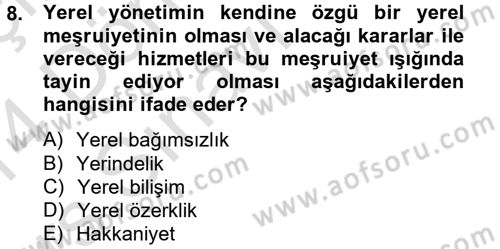 Kent Sosyolojisi Dersi 2013 - 2014 Yılı Tek Ders Sınav Soruları 8. Soru
