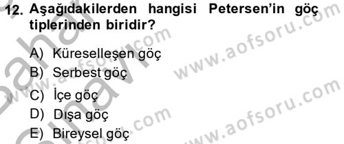 Kent Sosyolojisi Dersi 2014 - 2015 Yılı (Vize) Ara Sınav Soruları 12. Soru