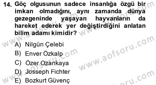 Kent Sosyolojisi Dersi 2014 - 2015 Yılı (Vize) Ara Sınav Soruları 14. Soru