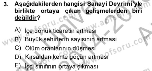 Kent Sosyolojisi Dersi 2014 - 2015 Yılı (Vize) Ara Sınav Soruları 3. Soru