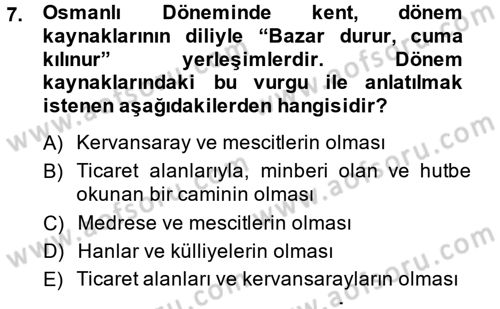 Kent Sosyolojisi Dersi 2014 - 2015 Yılı (Vize) Ara Sınav Soruları 7. Soru