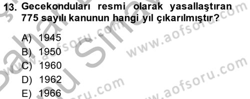 Kent Sosyolojisi Dersi 2014 - 2015 Yılı (Final) Dönem Sonu Sınav Soruları 13. Soru