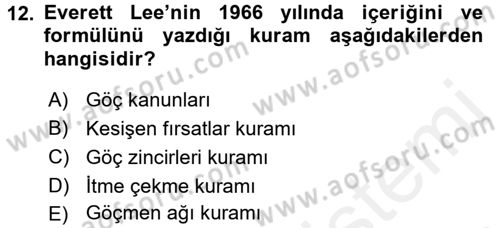 Kent Sosyolojisi Dersi 2015 - 2016 Yılı (Vize) Ara Sınav Soruları 12. Soru