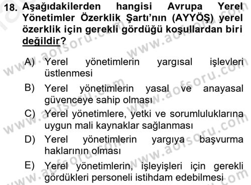 Kent Sosyolojisi Dersi 2015 - 2016 Yılı (Vize) Ara Sınav Soruları 18. Soru