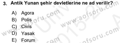 Kent Sosyolojisi Dersi 2015 - 2016 Yılı (Vize) Ara Sınav Soruları 3. Soru