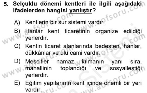 Kent Sosyolojisi Dersi 2015 - 2016 Yılı (Vize) Ara Sınav Soruları 5. Soru