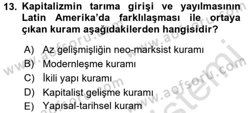 Kent Sosyolojisi Dersi 2015 - 2016 Yılı (Final) Dönem Sonu Sınav Soruları 13. Soru