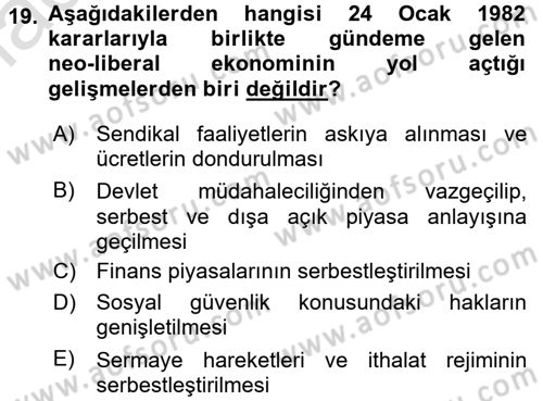 Kent Sosyolojisi Dersi 2015 - 2016 Yılı (Final) Dönem Sonu Sınav Soruları 19. Soru