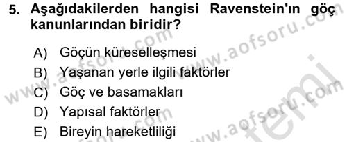 Kent Sosyolojisi Dersi 2015 - 2016 Yılı (Final) Dönem Sonu Sınav Soruları 5. Soru