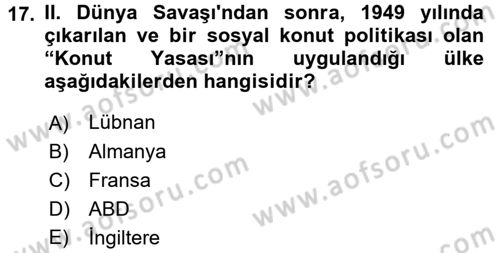 Kent Sosyolojisi Dersi 2015 - 2016 Yılı Tek Ders Sınav Soruları 17. Soru