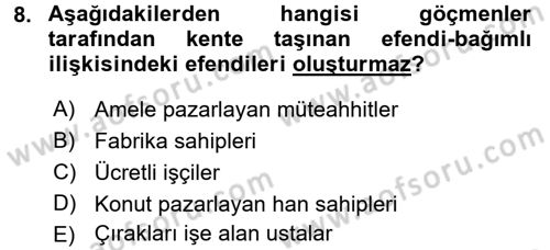 Kent Sosyolojisi Dersi 2015 - 2016 Yılı Tek Ders Sınav Soruları 8. Soru