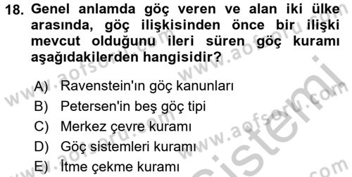 Kent Sosyolojisi Dersi 2016 - 2017 Yılı 3 Ders Sınav Soruları 18. Soru