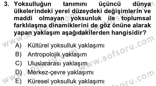 Kent Sosyolojisi Dersi 2016 - 2017 Yılı 3 Ders Sınav Soruları 3. Soru