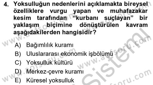 Kent Sosyolojisi Dersi 2016 - 2017 Yılı 3 Ders Sınav Soruları 4. Soru