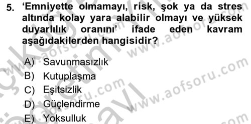 Kent Sosyolojisi Dersi 2016 - 2017 Yılı 3 Ders Sınav Soruları 5. Soru