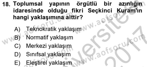 Kent Sosyolojisi Dersi 2016 - 2017 Yılı (Vize) Ara Sınav Soruları 18. Soru