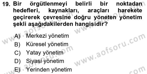 Kent Sosyolojisi Dersi 2016 - 2017 Yılı (Vize) Ara Sınav Soruları 19. Soru
