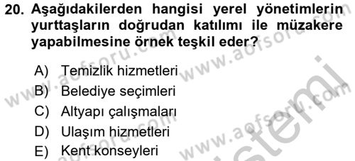 Kent Sosyolojisi Dersi 2016 - 2017 Yılı (Vize) Ara Sınav Soruları 20. Soru