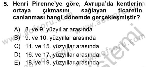 Kent Sosyolojisi Dersi 2016 - 2017 Yılı (Vize) Ara Sınav Soruları 5. Soru