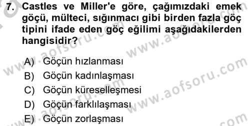 Kent Sosyolojisi Dersi 2016 - 2017 Yılı (Vize) Ara Sınav Soruları 7. Soru