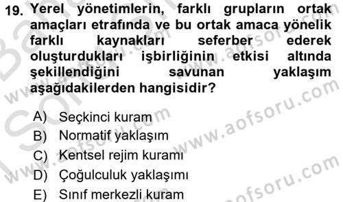 Kent Sosyolojisi Dersi 2016 - 2017 Yılı (Final) Dönem Sonu Sınav Soruları 19. Soru