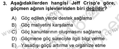 Kent Sosyolojisi Dersi 2016 - 2017 Yılı (Final) Dönem Sonu Sınav Soruları 3. Soru