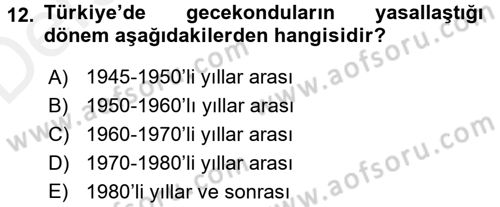 Kent Sosyolojisi Dersi 2017 - 2018 Yılı 3 Ders Sınav Soruları 12. Soru