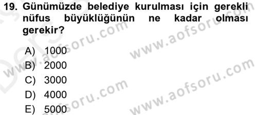 Kent Sosyolojisi Dersi 2017 - 2018 Yılı 3 Ders Sınav Soruları 19. Soru