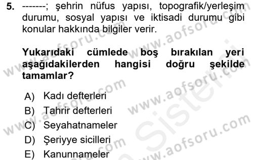 Kent Sosyolojisi Dersi 2017 - 2018 Yılı 3 Ders Sınav Soruları 5. Soru