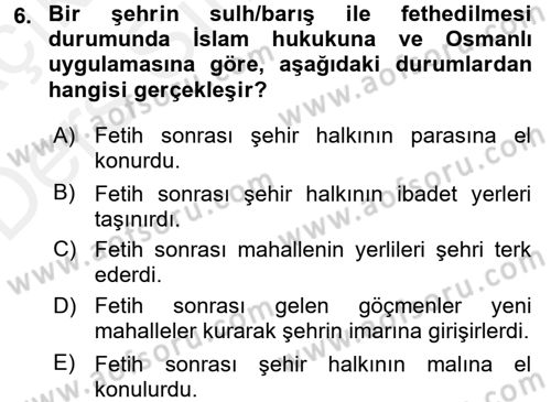 Kent Sosyolojisi Dersi 2017 - 2018 Yılı 3 Ders Sınav Soruları 6. Soru