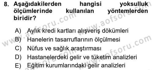 Kent Sosyolojisi Dersi 2017 - 2018 Yılı 3 Ders Sınav Soruları 8. Soru
