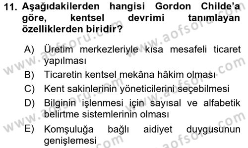 Kent Sosyolojisi Dersi 2017 - 2018 Yılı (Vize) Ara Sınav Soruları 11. Soru